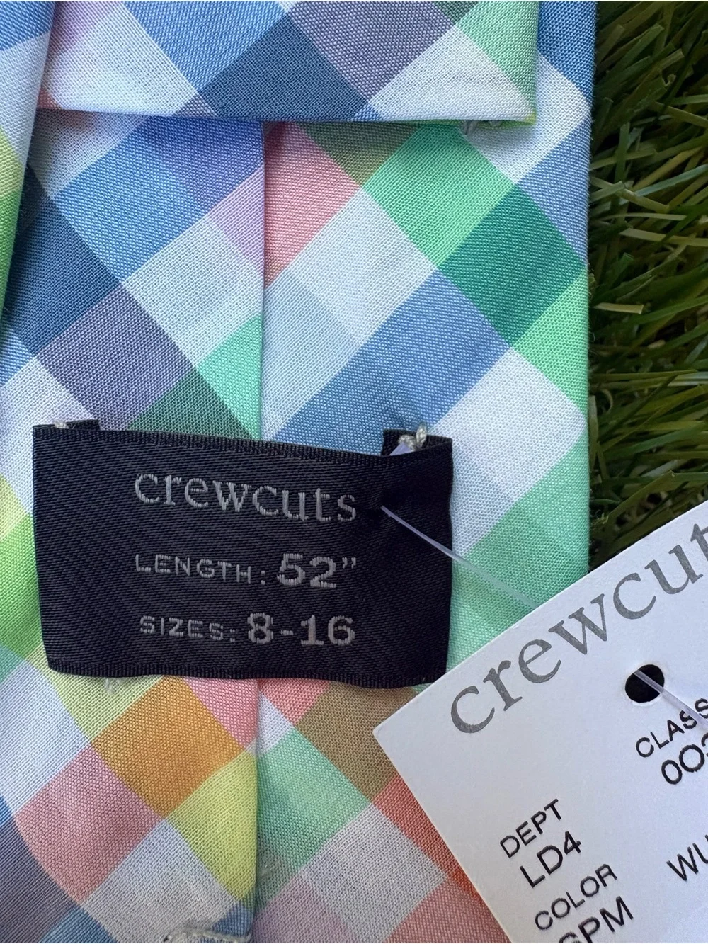 NWT Crewcuts JCrew Multicolor Pastel Plaid Tie 52” Size 8-16